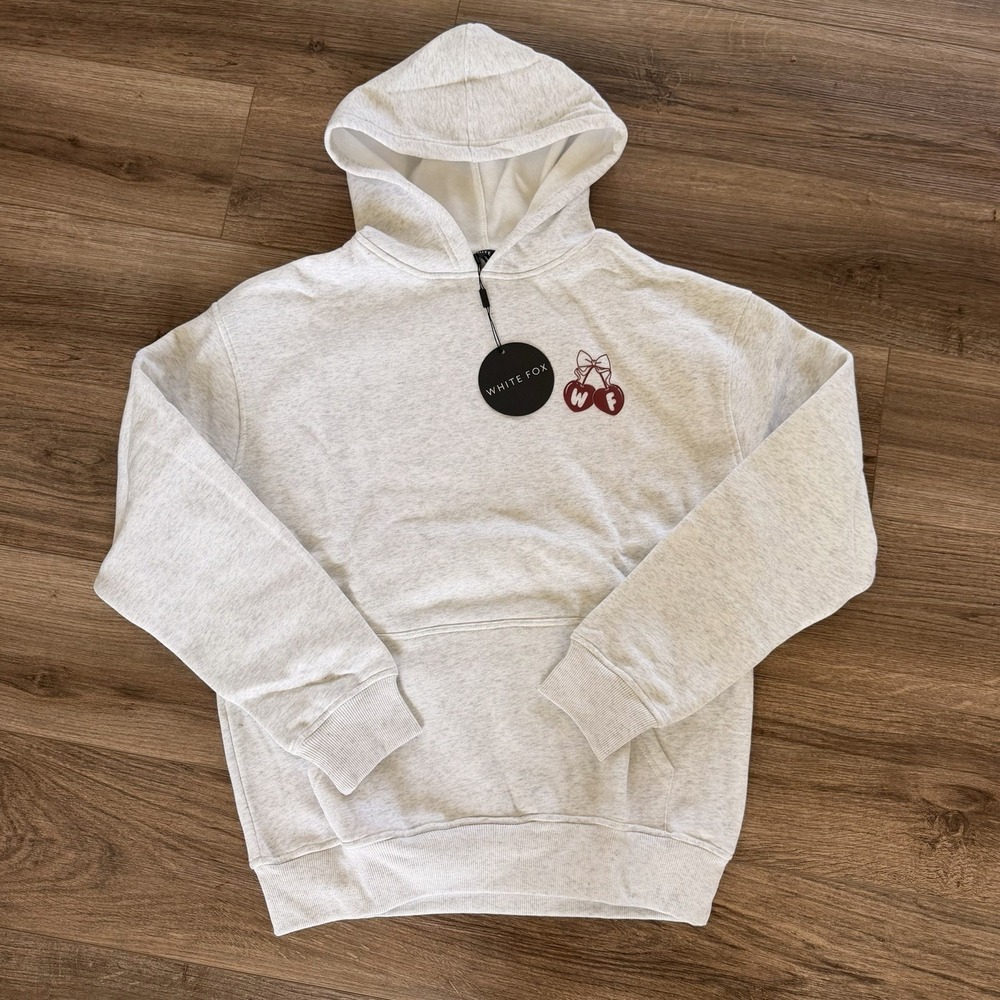NWT White Fox Feel The Love Oversized Hoodie Grey  Marle Sz XS/S